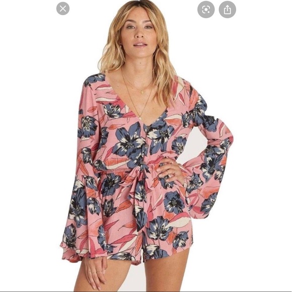 Billabong Women’s Navy Blue Striped Romper - Picture 3 of 3